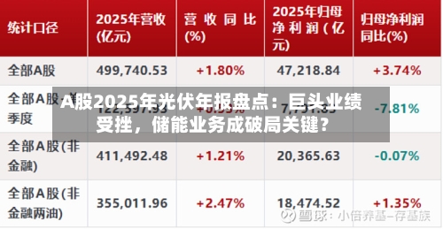 A股2025年光伏年报盘点：巨头业绩受挫，储能业务成破局关键？