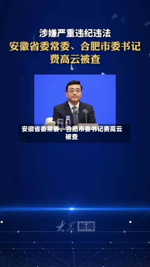 安徽省委常委、合肥市委书记费高云被查