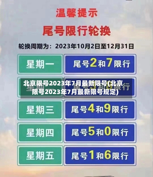 北京限号2023年7月最新限号(北京限号2023年7月最新限号规定)-第2张图片