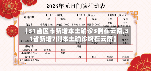 【31省区市新增本土确诊3例在云南,31省新增7例本土确诊均在云南】