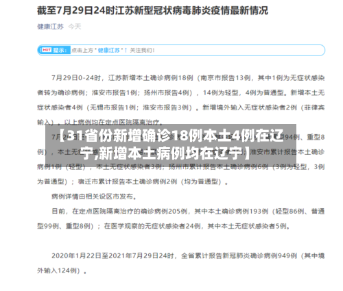 【31省份新增确诊18例本土4例在辽宁,新增本土病例均在辽宁】-第2张图片