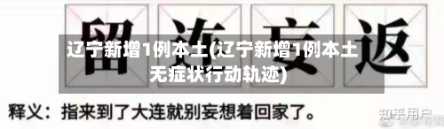 辽宁新增1例本土(辽宁新增1例本土无症状行动轨迹)