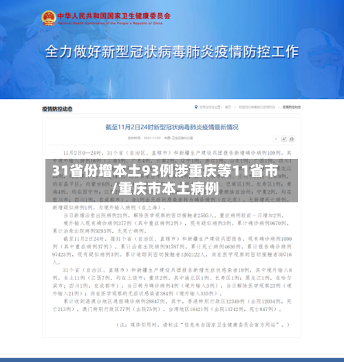 31省份增本土93例涉重庆等11省市/重庆市本土病例